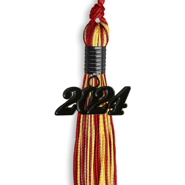 Red/Gold Mixed Color Graduation Tassel With Black Date Drop - Endea Graduation