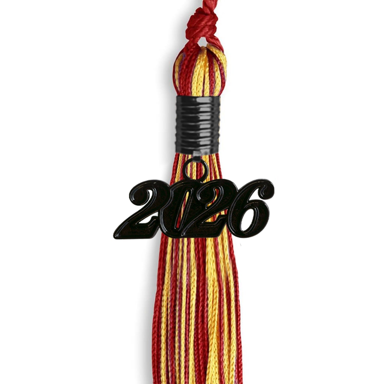 Red/Gold Mixed Color Graduation Tassel With Black Date Drop - Endea Graduation