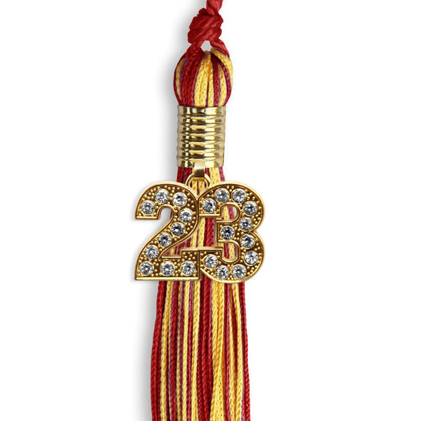 Red/Gold Mixed Color Graduation Tassel With Gold Date Drop - Endea Graduation