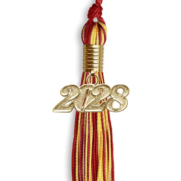 Red/Gold Mixed Color Graduation Tassel With Gold Date Drop - Endea Graduation