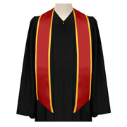 Red/Gold Plain Graduation Stole With Trim Color & Angled End - Endea Graduation