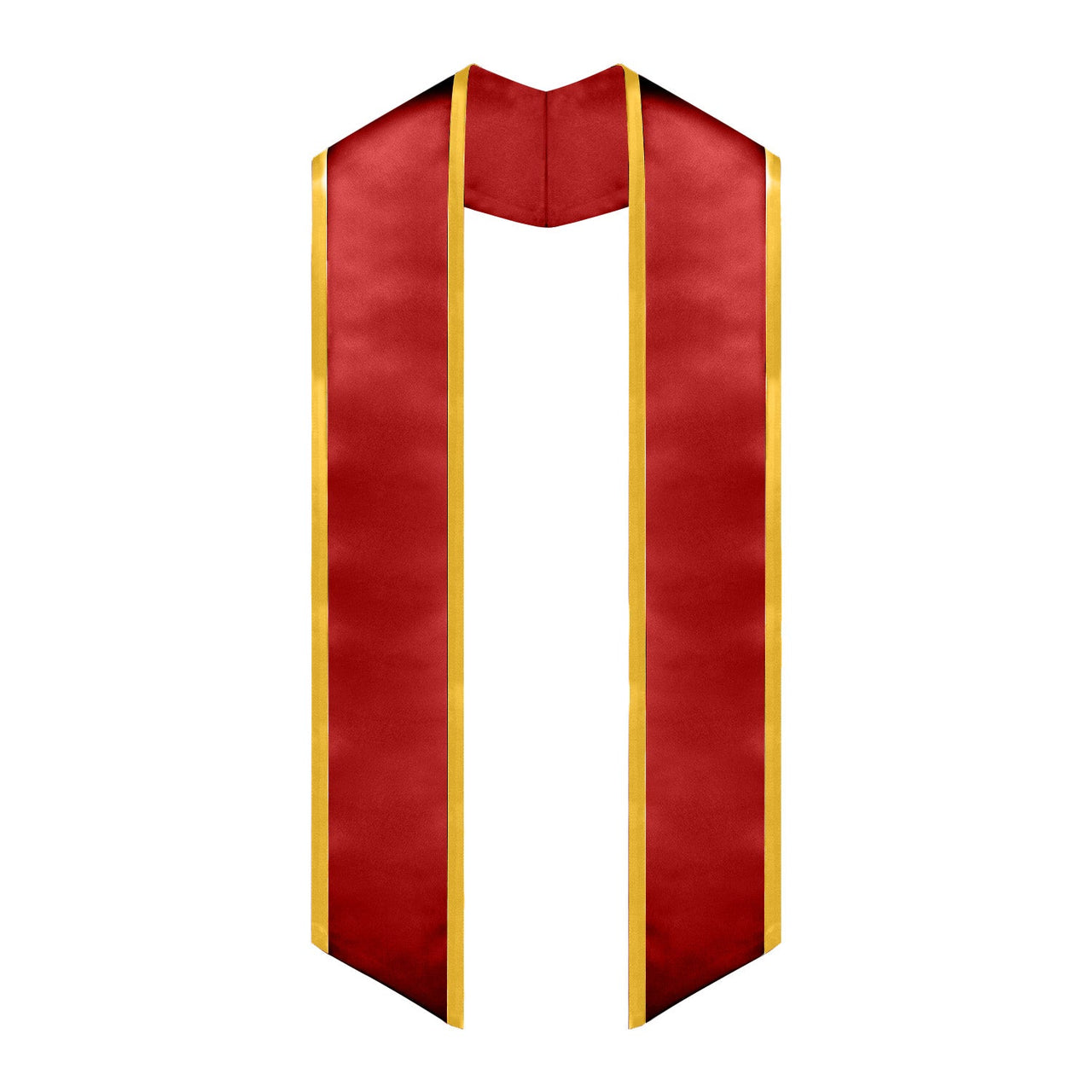 Red/Gold Plain Graduation Stole With Trim Color & Angled End - Endea Graduation