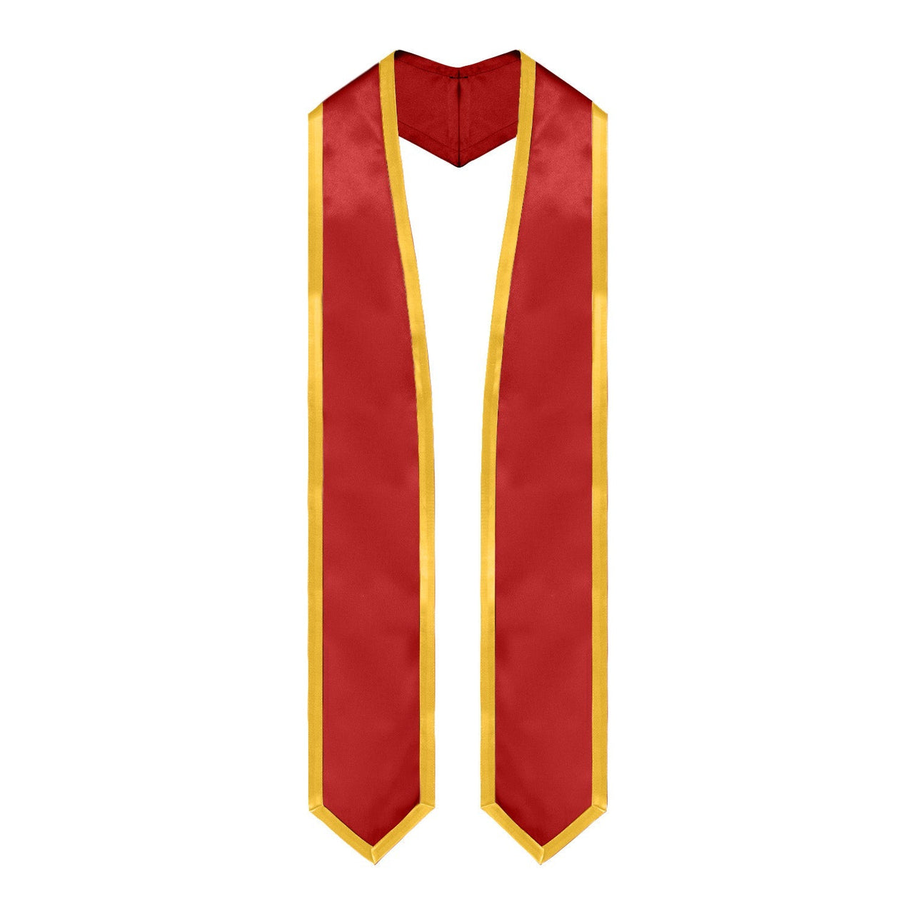 Red/Gold Plain Graduation Stole With Trim Color & Classic End - Endea Graduation
