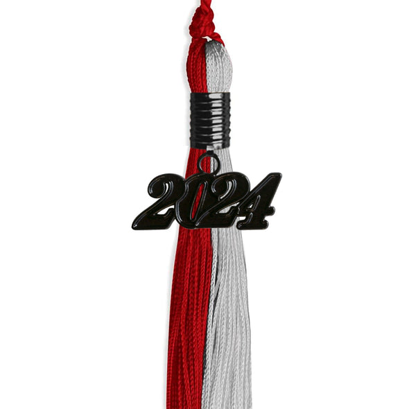 Red/Grey Graduation Tassel With Black Date Drop - Endea Graduation