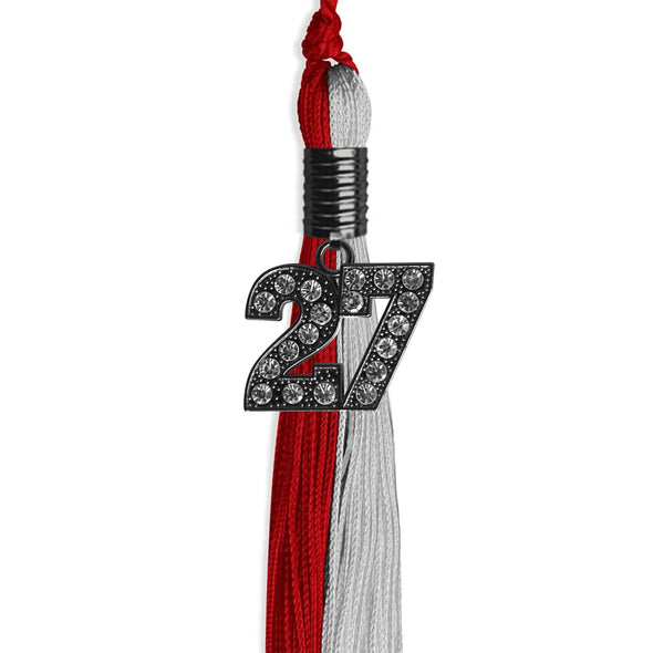 Red/Grey Graduation Tassel With Black Date Drop - Endea Graduation
