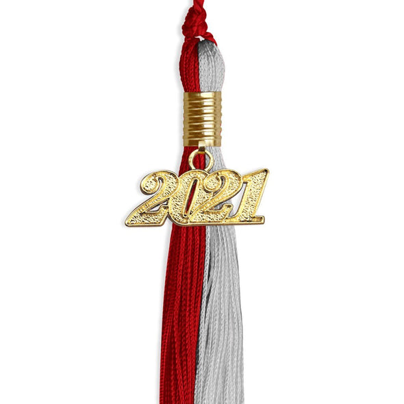 Red/Grey Graduation Tassel With Gold Date Drop - Endea Graduation