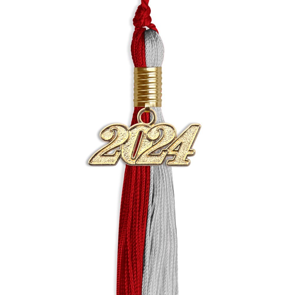 Red/Grey Graduation Tassel With Gold Date Drop - Endea Graduation