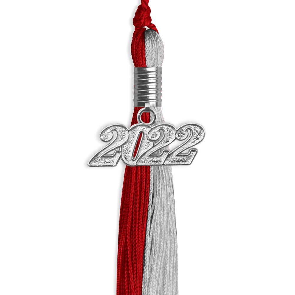 Red/Grey Graduation Tassel With Silver Date Drop - Endea Graduation