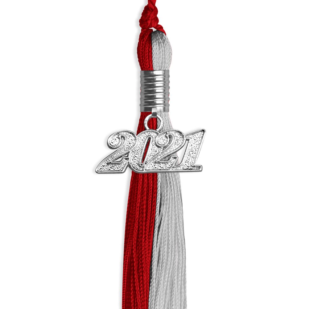 Red/Grey Graduation Tassel With Silver Date Drop - Endea Graduation