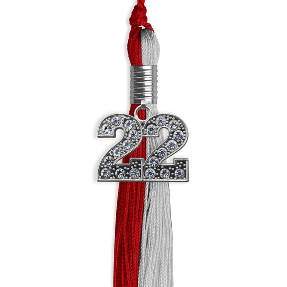 Red/Grey Graduation Tassel With Silver Date Drop - Endea Graduation