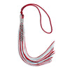 Red/Light Blue/White Graduation Tassel With Silver Stacked Date Drop - Endea Graduation