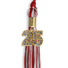 Red/Silver Mixed Color Graduation Tassel With Gold Date Drop - Endea Graduation