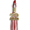 Red/White Mixed Color Graduation Tassel With Gold Date Drop - Endea Graduation