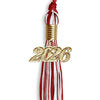 Red/White Mixed Color Graduation Tassel With Gold Date Drop - Endea Graduation