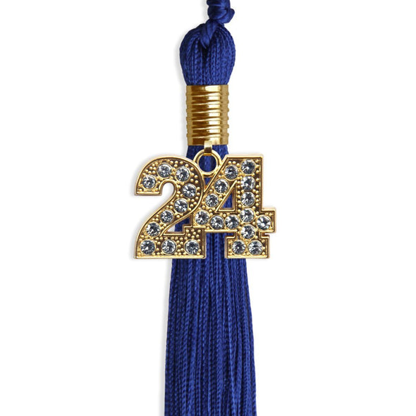 Royal Blue Graduation Tassel With Gold Date Drop - Endea Graduation