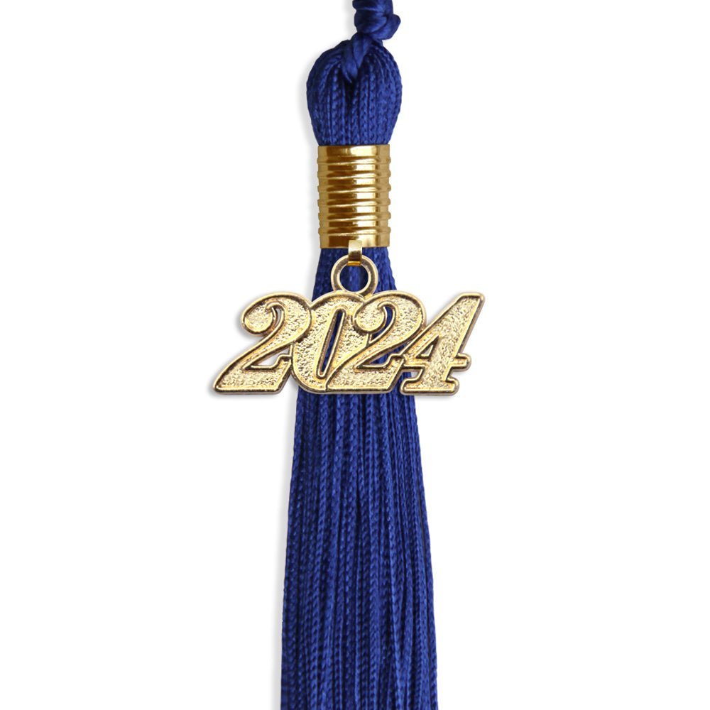 Royal Blue Graduation Tassel With Gold Date Drop - Endea Graduation