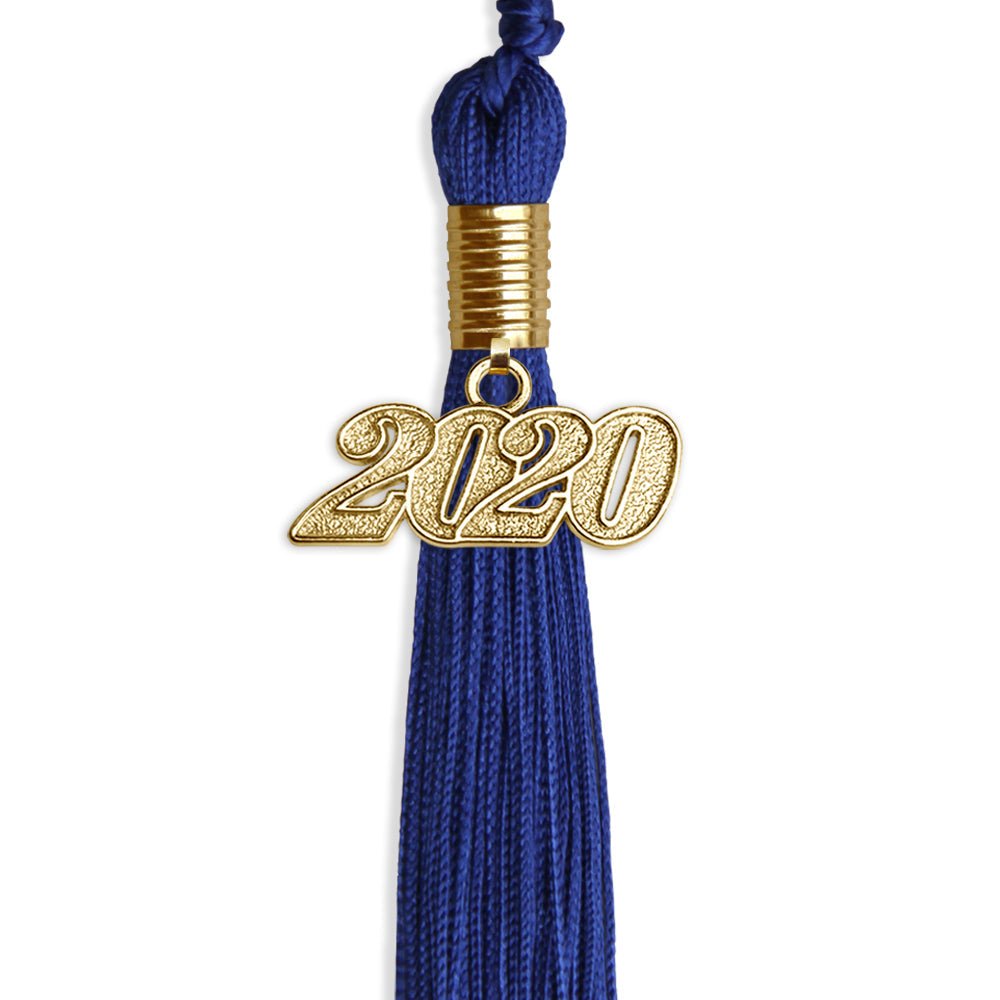 Royal Blue Graduation Tassel With Gold Date Drop - Endea Graduation