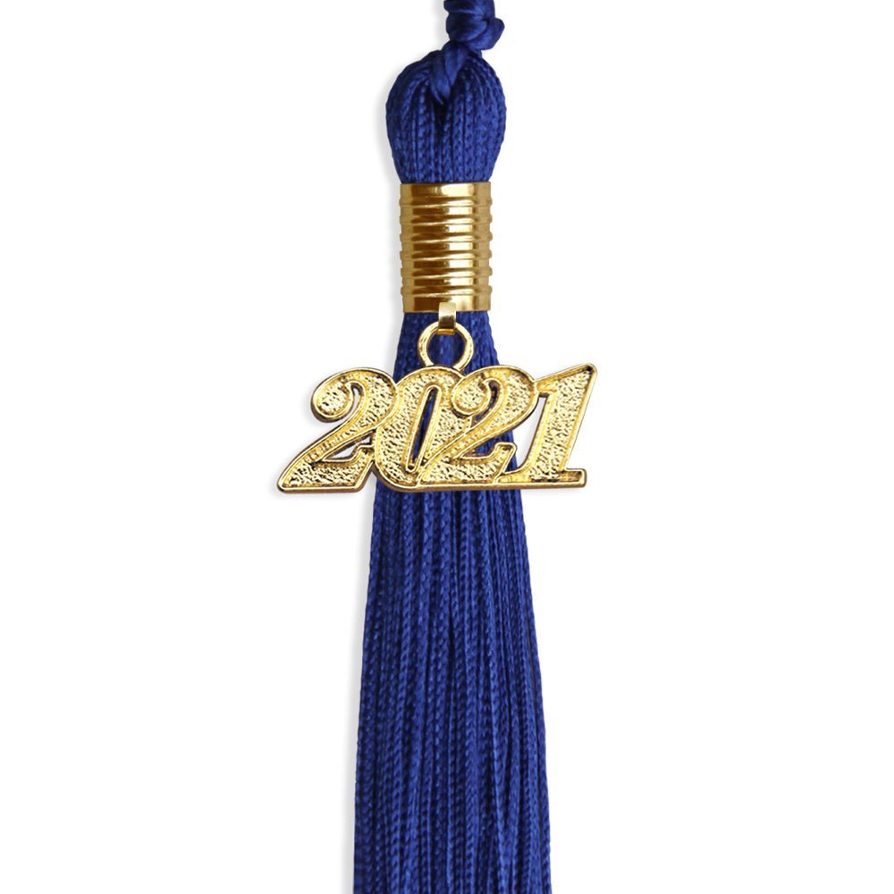 Royal Blue Graduation Tassel With Gold Date Drop - Endea Graduation