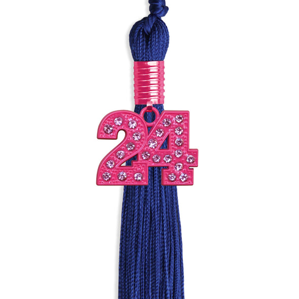 Royal Blue Graduation Tassel With Pink Bling Charm 2024 - Endea Graduation