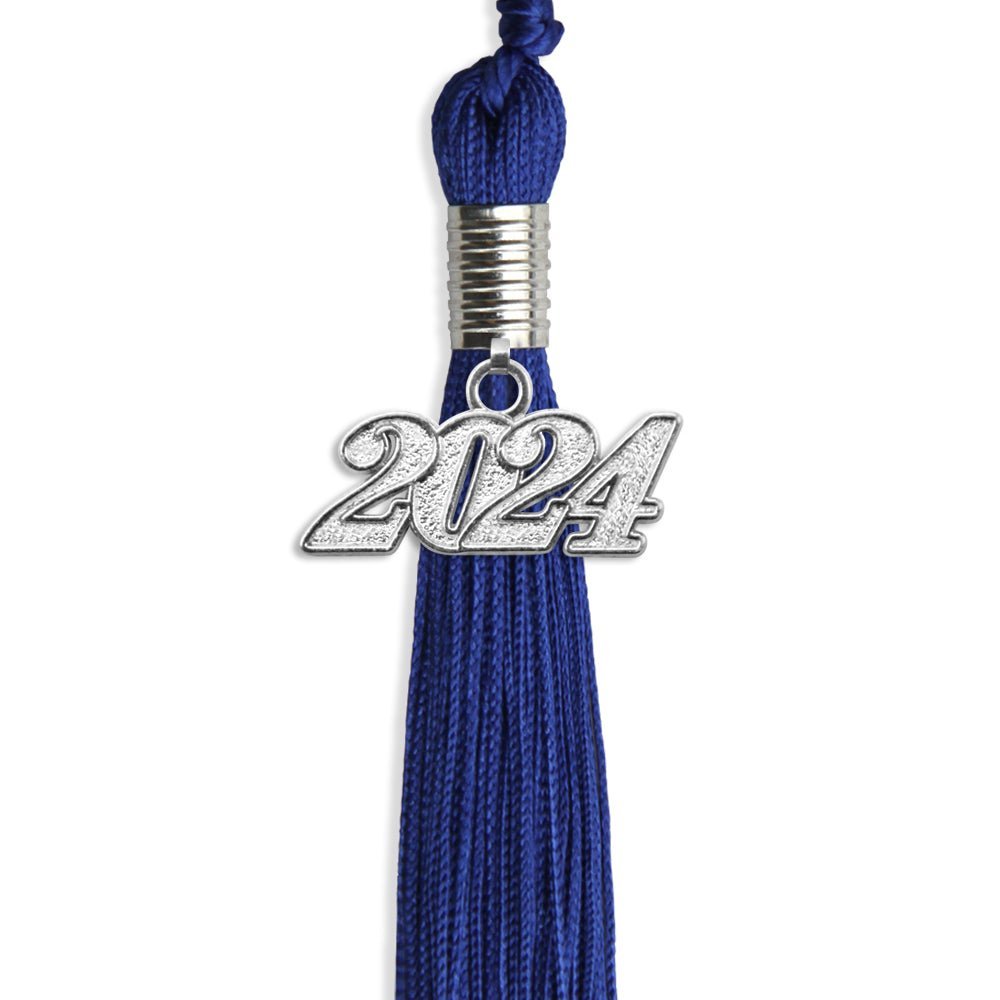 Royal Blue Graduation Tassel With Silver Date Drop - Endea Graduation