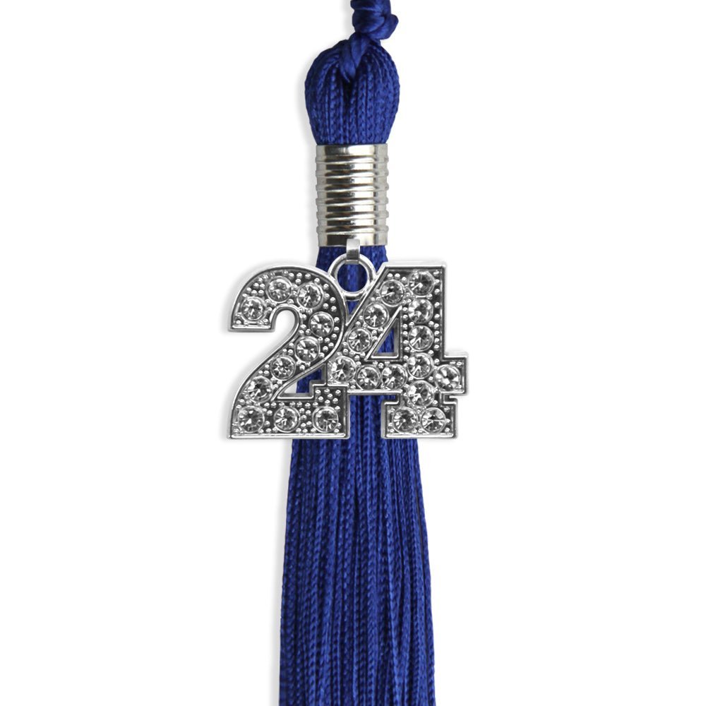 Royal Blue Graduation Tassel With Silver Date Drop - Endea Graduation