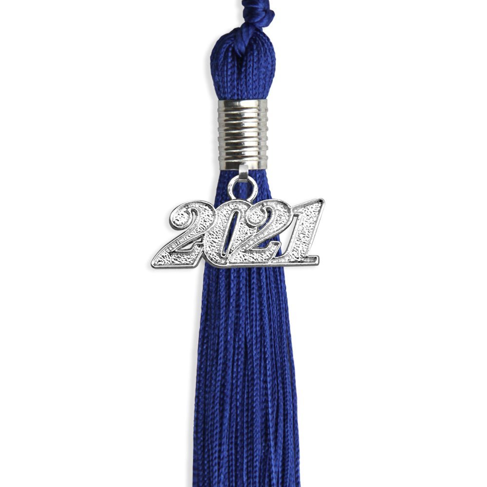 Royal Blue Graduation Tassel With Silver Date Drop - Endea Graduation