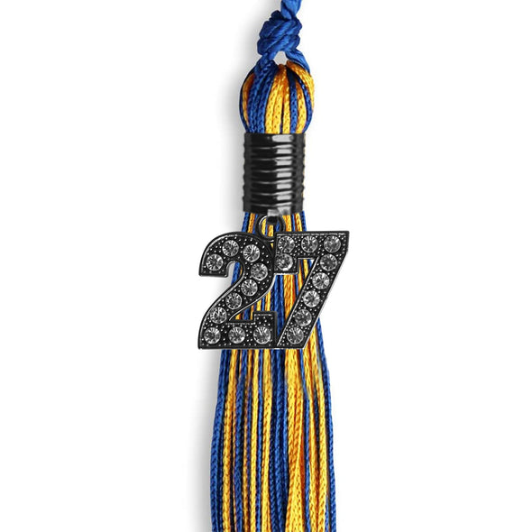 Royal Blue/Gold Mixed Color Graduation Tassel With Black Date Drop - Endea Graduation