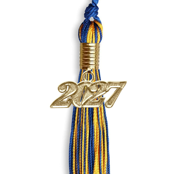 Royal Blue/Gold Mixed Color Graduation Tassel With Gold Date Drop - Endea Graduation