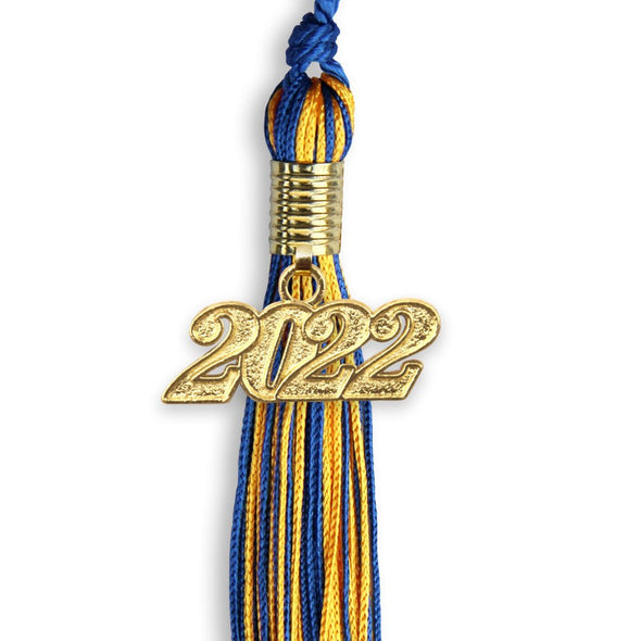 Royal Blue/Gold Mixed Color Graduation Tassel With Gold Date Drop - Endea Graduation