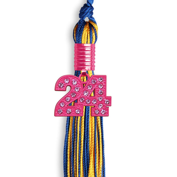 Royal Blue/Gold Mixed Color Graduation Tassel With Pink Bling Charm 2024 - Endea Graduation