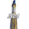 Royal Blue/Gold Mixed Color Graduation Tassel With Silver Date Drop - Endea Graduation