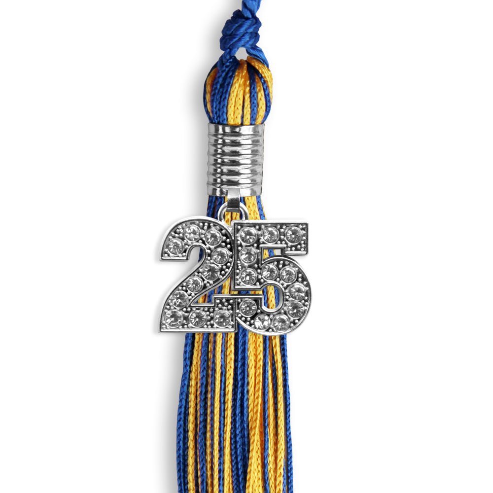 Royal Blue/Gold Mixed Color Graduation Tassel With Silver Date Drop - Endea Graduation