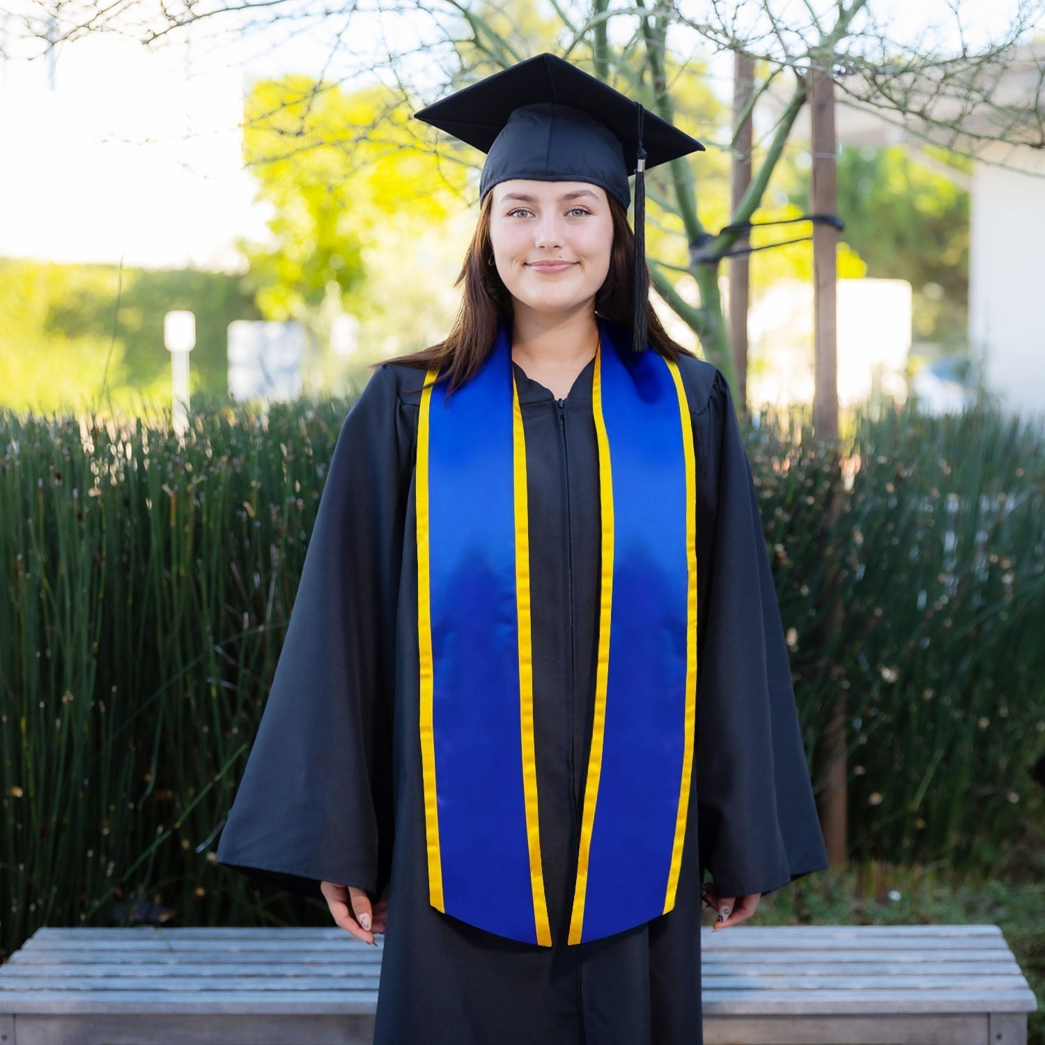 Royal Blue Graduation Stoles With Trim - 72 Inch Honors Graduation Stole