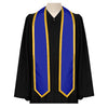 Royal Blue/Gold Plain Graduation Stole With Trim Color & Classic End - Endea Graduation