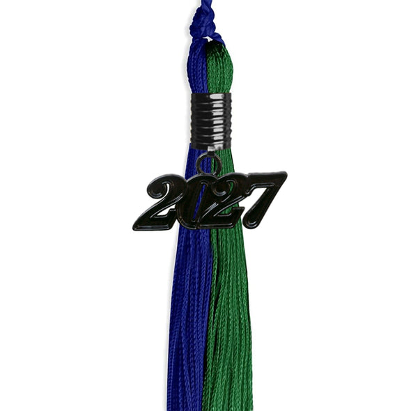 Royal Blue/Green Graduation Tassel With Black Date Drop - Endea Graduation