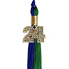 Royal Blue/Green Graduation Tassel With Gold Date Drop - Endea Graduation