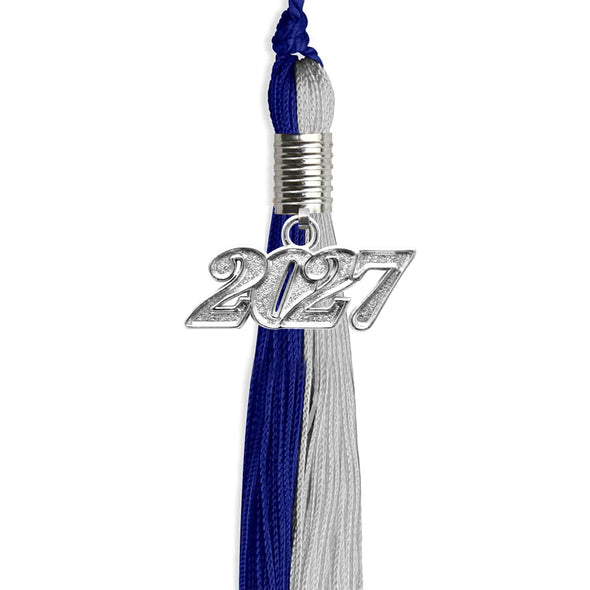 Royal Blue/Grey Graduation Tassel With Silver Date Drop - Endea Graduation