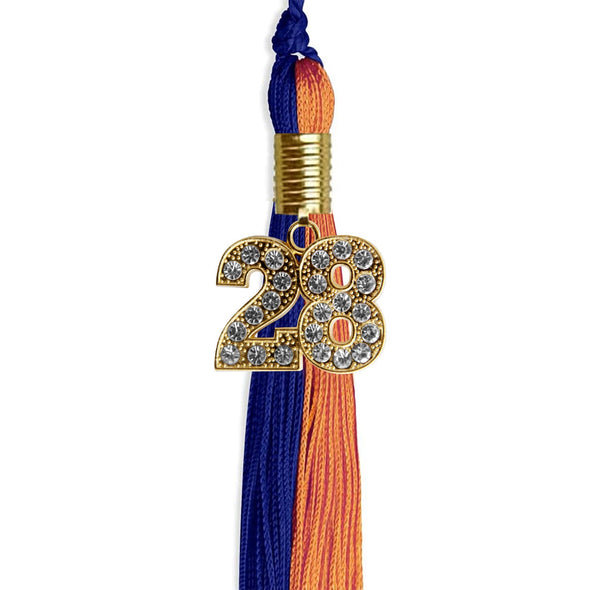 Royal Blue/Orange Graduation Tassel With Gold Date Drop - Endea Graduation