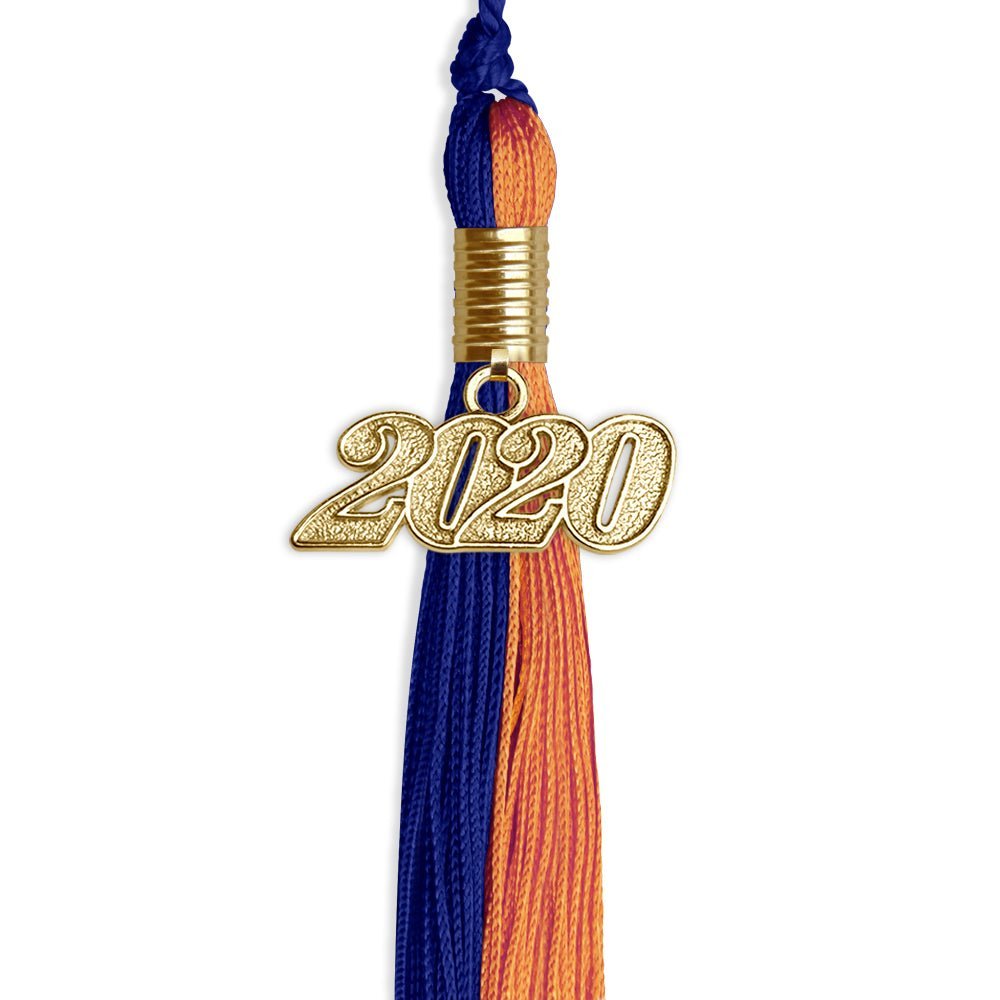 Royal Blue/Orange Graduation Tassel With Gold Date Drop - Endea Graduation