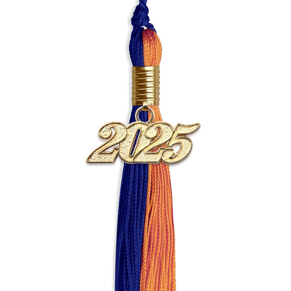 Royal Blue/Orange Graduation Tassel With Gold Date Drop - Endea Graduation