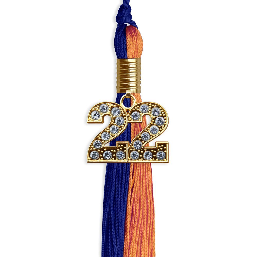 Royal Blue/Orange Graduation Tassel With Gold Date Drop - Endea Graduation