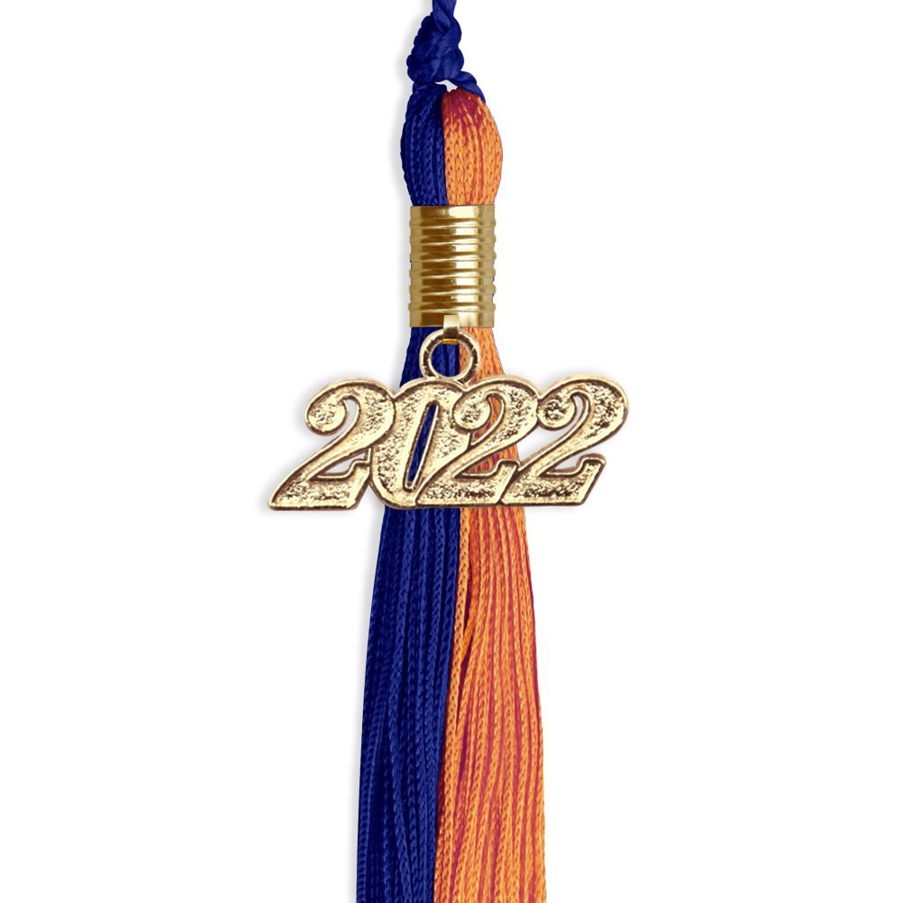 Royal Blue/Orange Graduation Tassel With Gold Date Drop - Endea Graduation