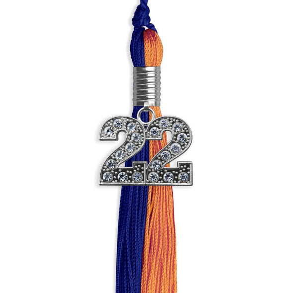 Royal Blue/Orange Graduation Tassel With Silver Date Drop - Endea Graduation