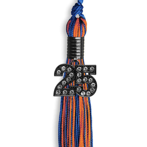 Royal Blue/Orange Mixed Color Graduation Tassel With Black Date Drop - Endea Graduation