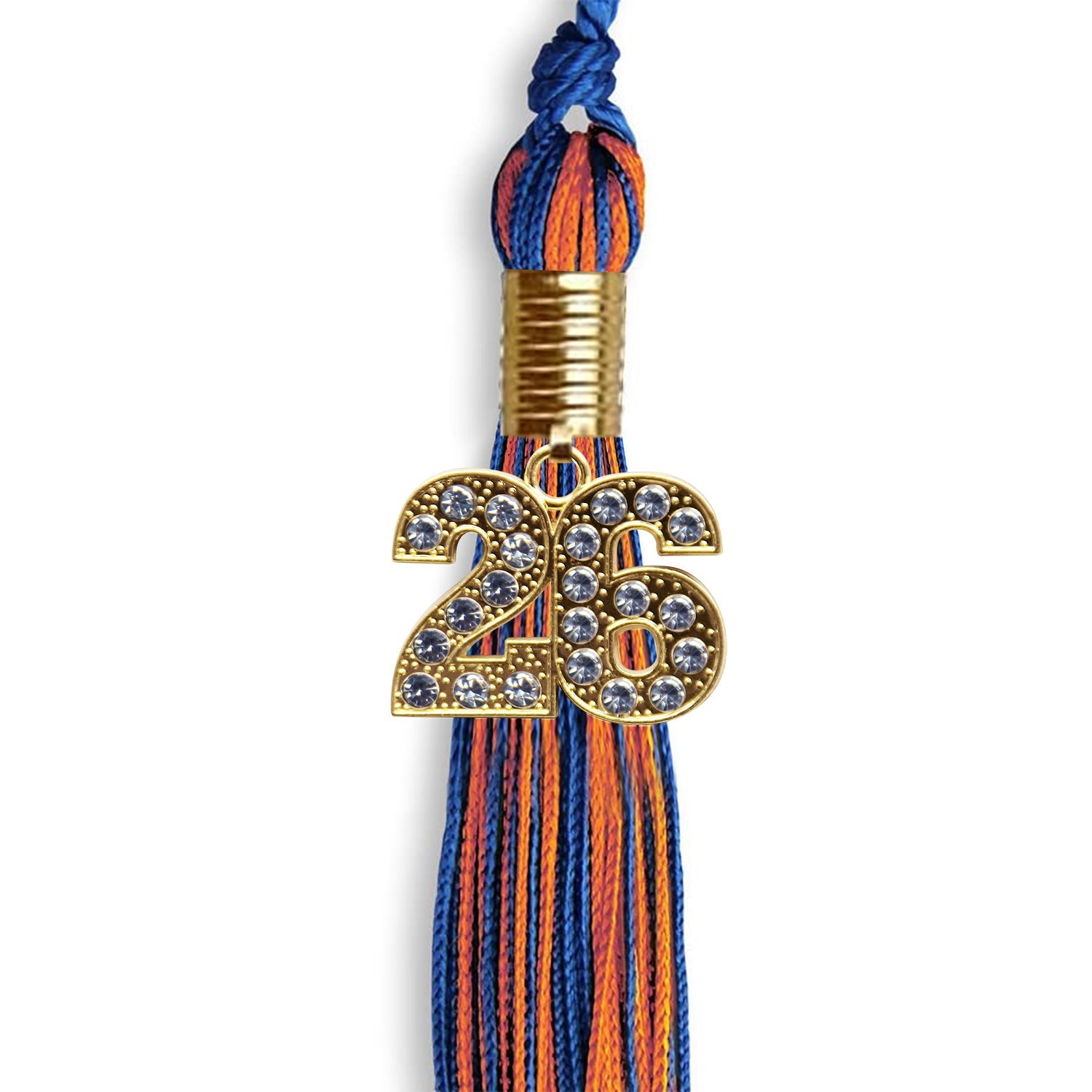 Royal Blue/Orange Mixed Color Graduation Tassel With Gold Date Drop - Endea Graduation