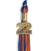 Royal Blue/Orange Mixed Color Graduation Tassel With Gold Date Drop - Endea Graduation