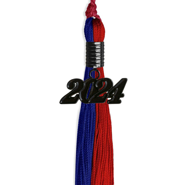 Royal Blue/Red Graduation Tassel With Black Date Drop - Endea Graduation