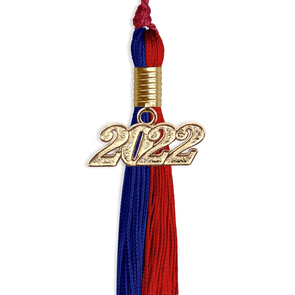 Royal Blue/Red Graduation Tassel With Gold Date Drop - Endea Graduation