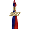 Royal Blue/Red Graduation Tassel With Gold Date Drop - Endea Graduation