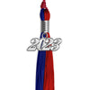 Royal Blue/Red Graduation Tassel With Silver Date Drop - Endea Graduation